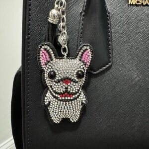 Rhinestone Frenchie Dog Charm